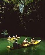 Sea canoeing is the only way to discover the hongs in Phang Nga Bay